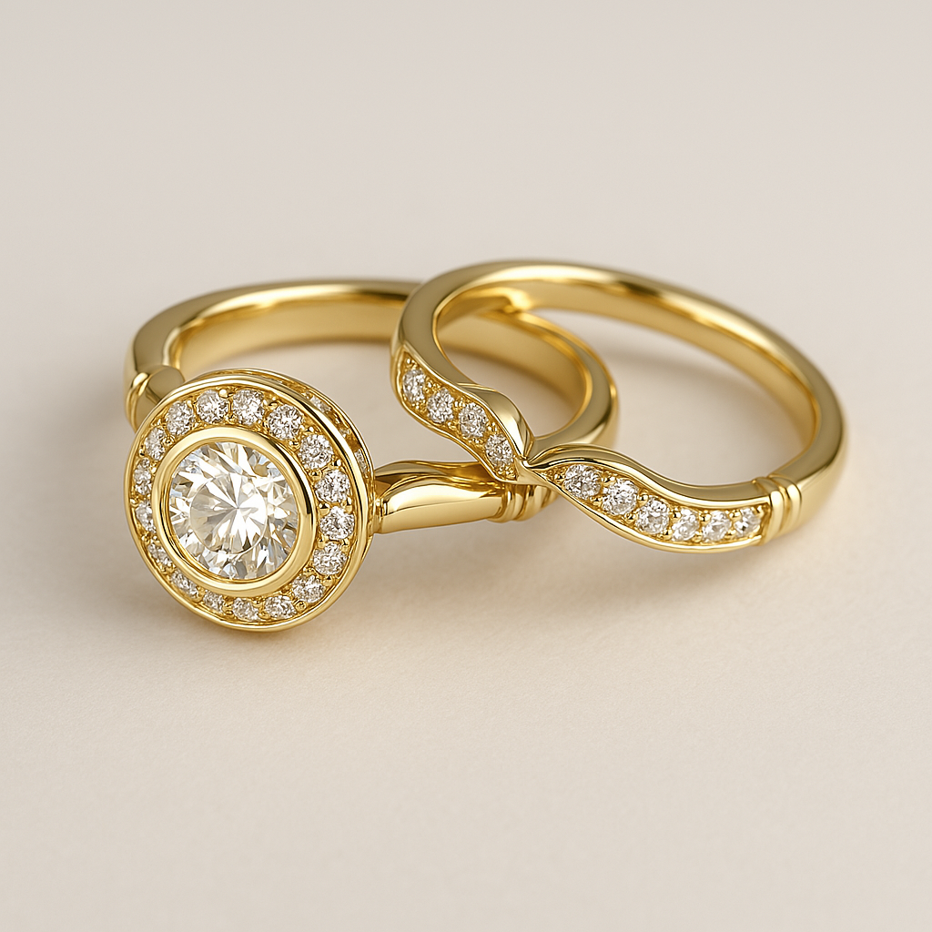 Vintage Gold and Zirconia Ring Set