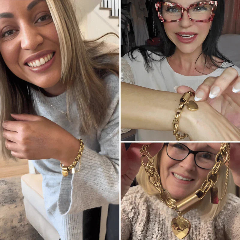 Thick bracelet with hearts