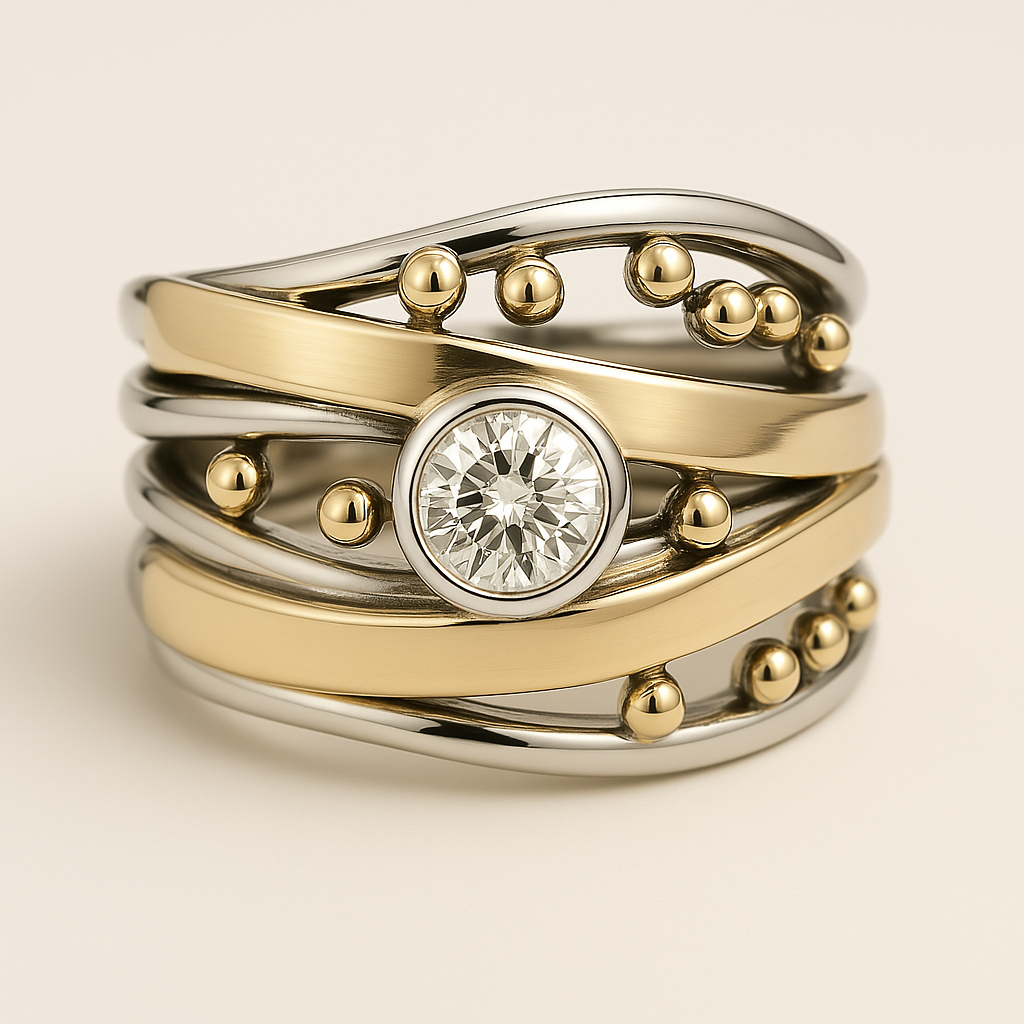 Vintage ring with embedded cubic zirconia