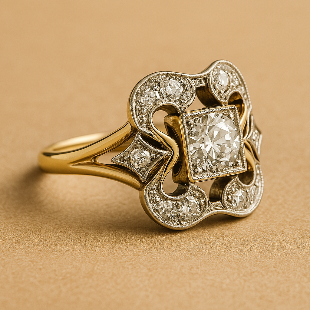 Vintage Gold Ring with Zirconia