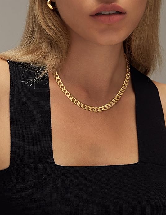 Solid Cuban Link Chain Necklace
