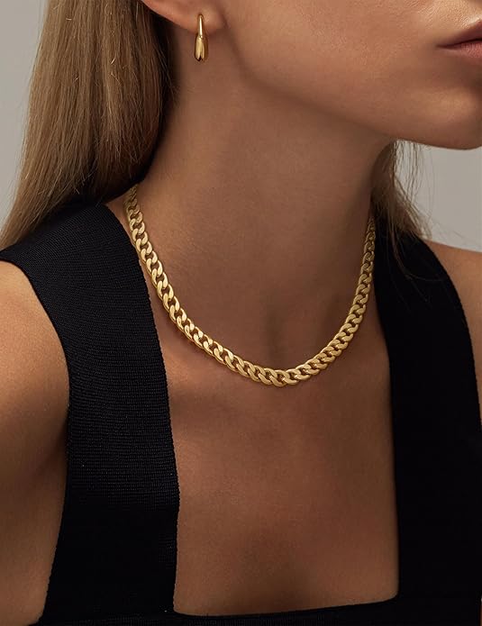 Solid Cuban Link Chain Necklace