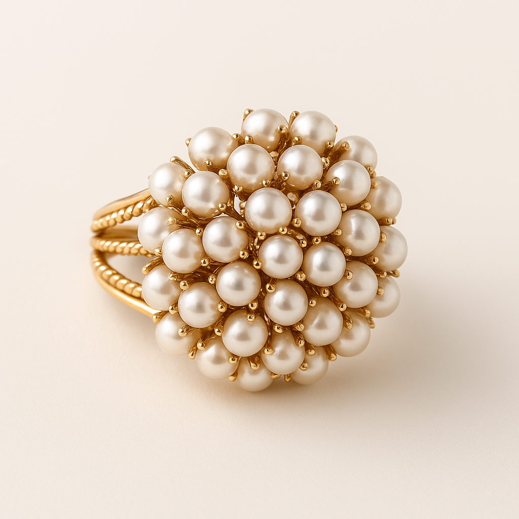 Ring with embedded pearls