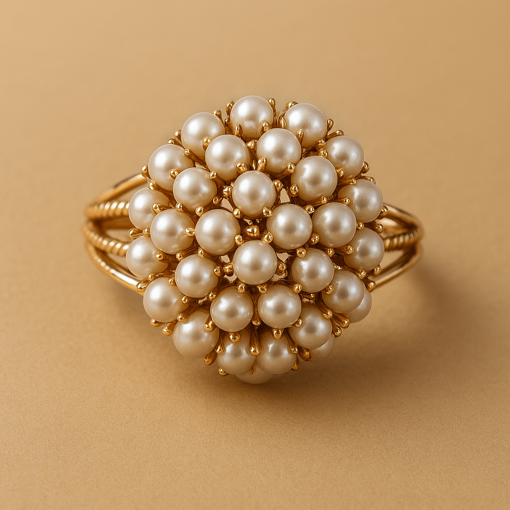 Ring with embedded pearls
