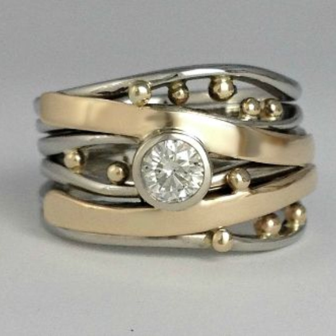 Vintage ring with embedded cubic zirconia
