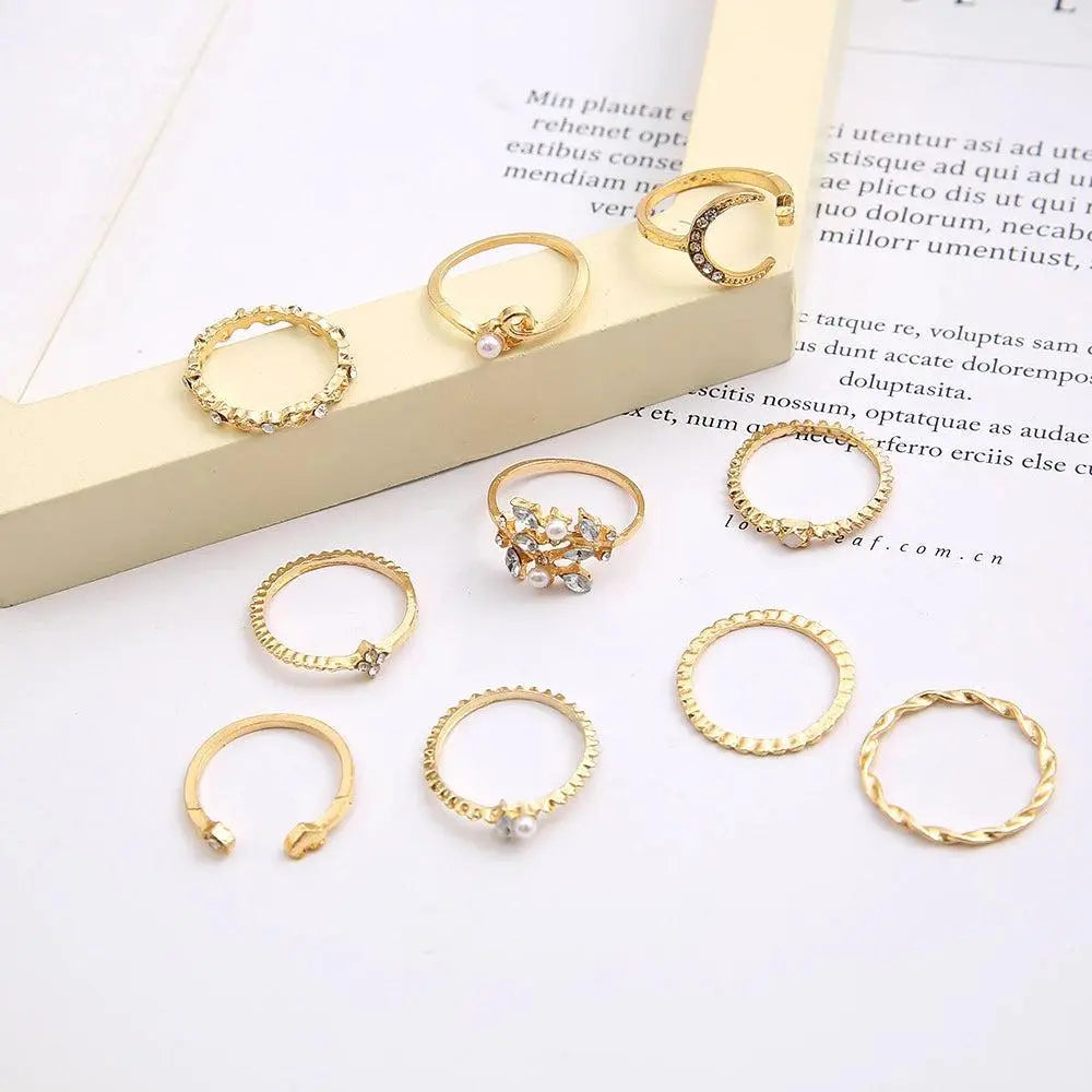 Pack of 10 Bohemian Silver and Gold Plated Rings