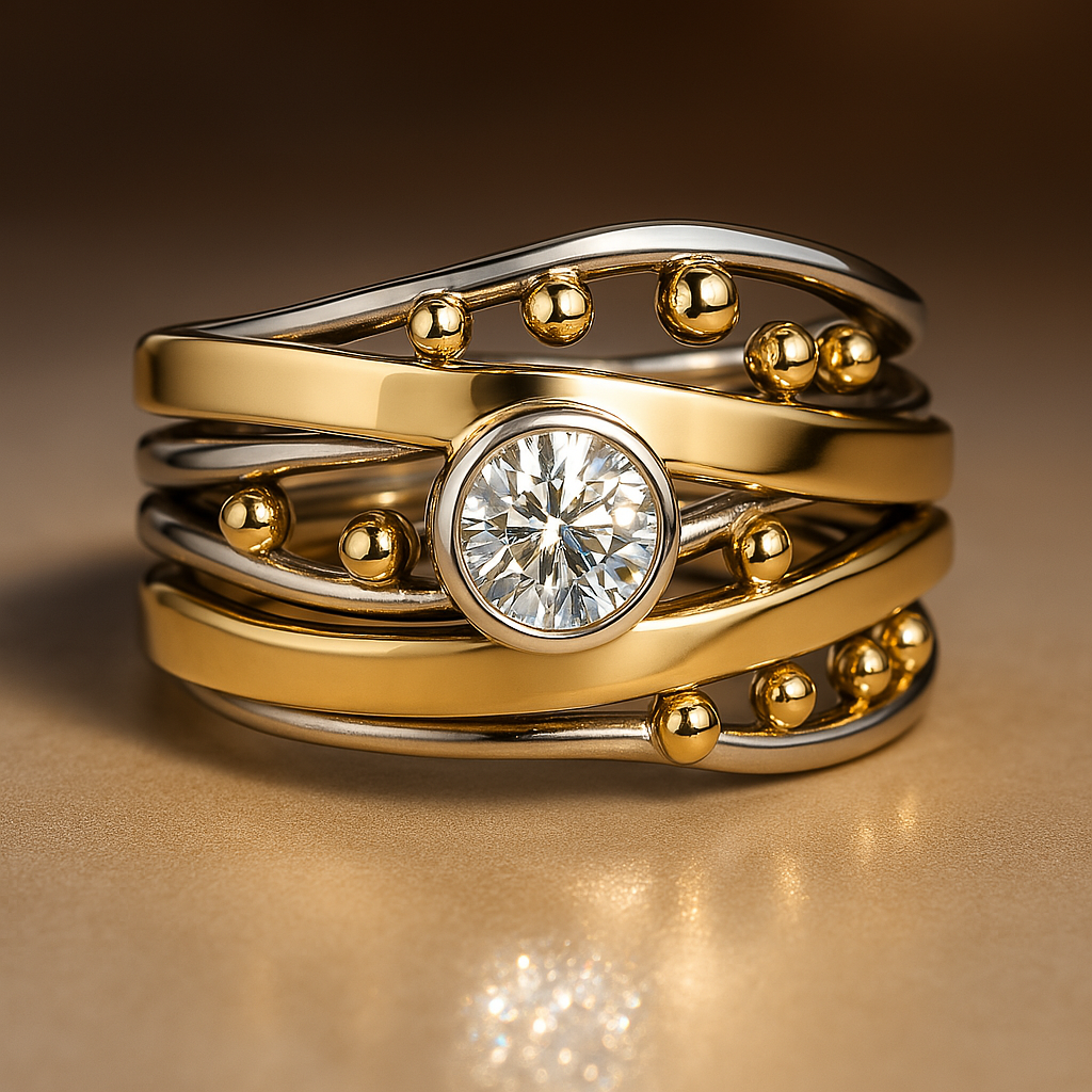 Vintage ring with embedded cubic zirconia