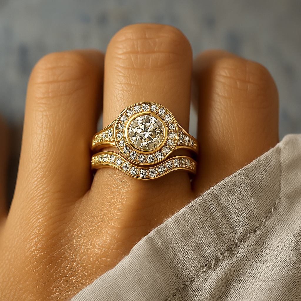 Vintage Gold and Zirconia Ring Set