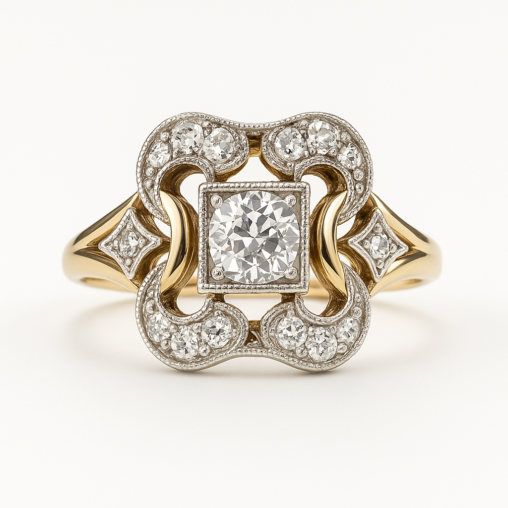 Vintage Gold Ring with Zirconia