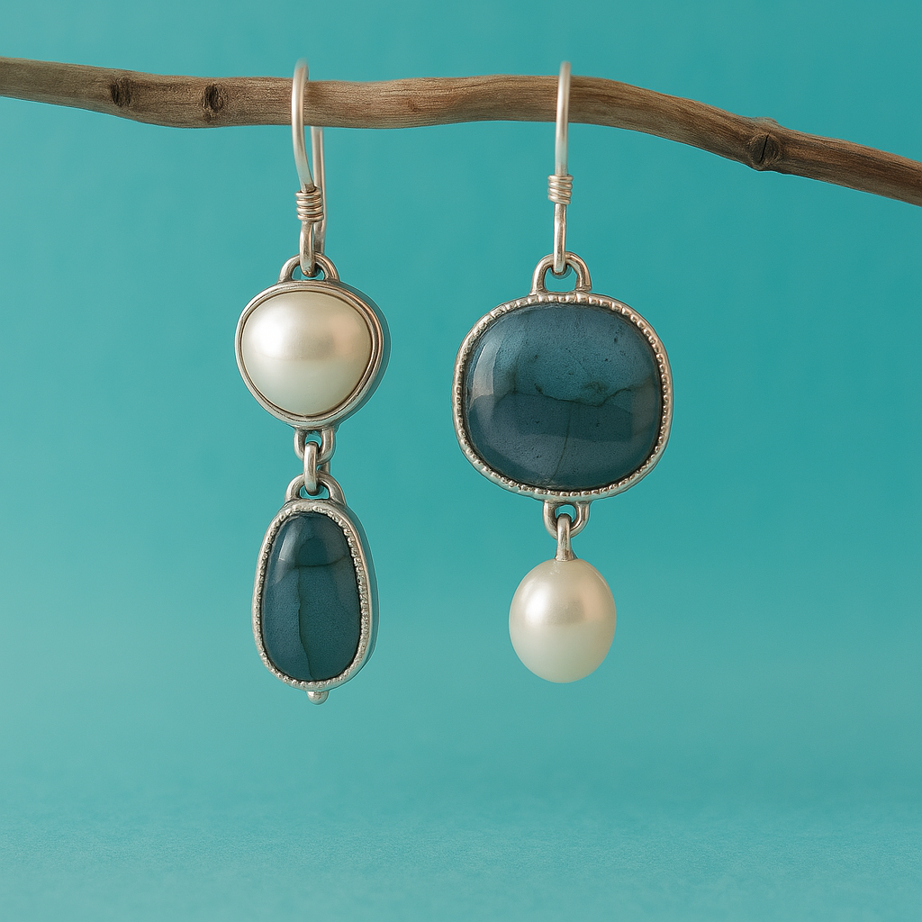 Vintage natural blue stone earrings