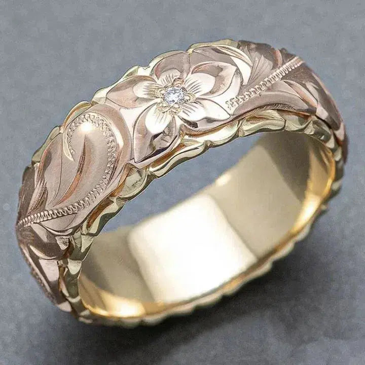 Vintage Ring with Rose Flower