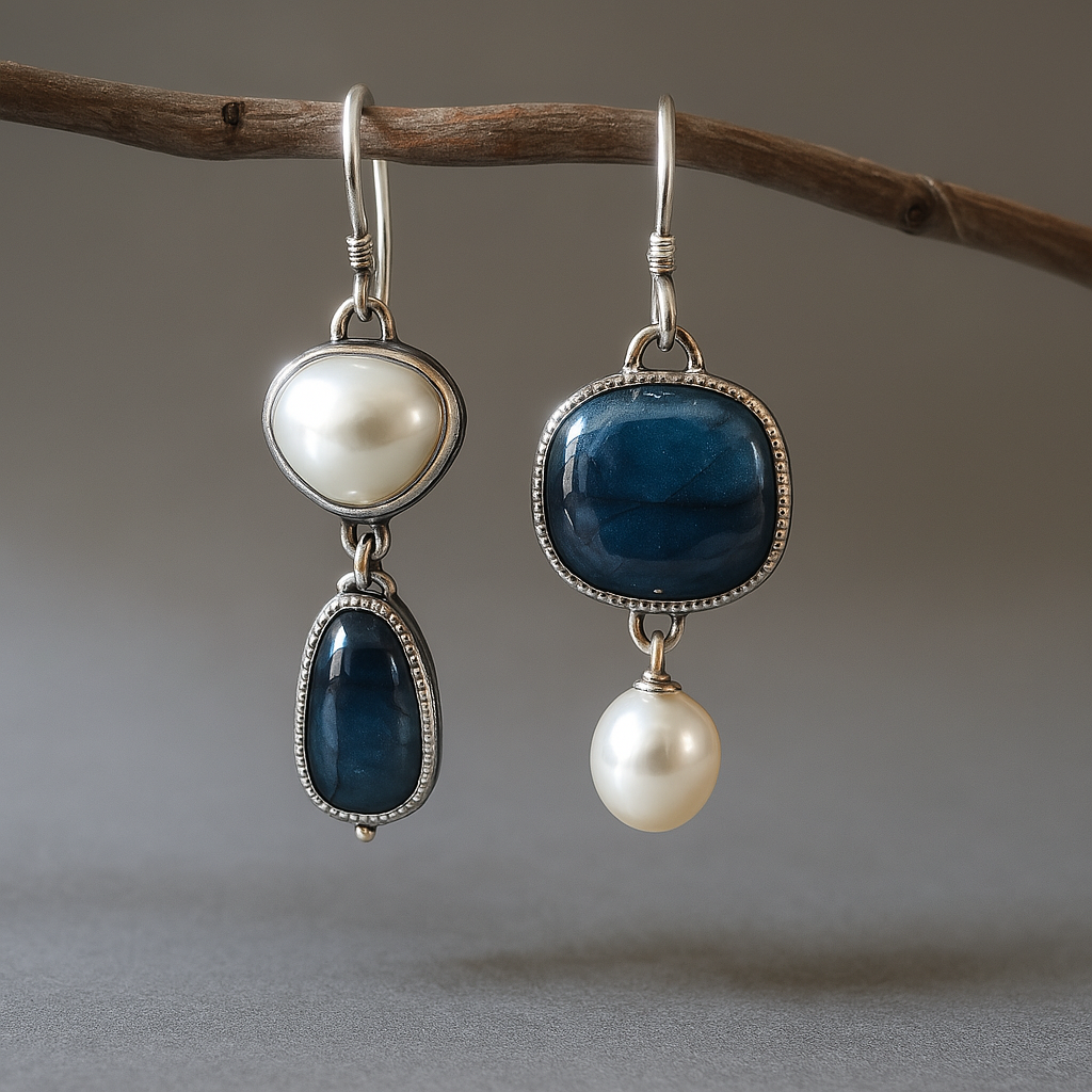Vintage natural blue stone earrings