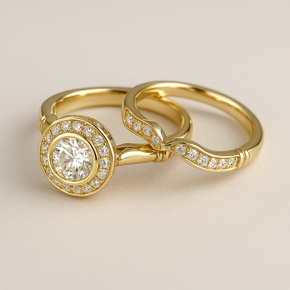Vintage Gold and Zirconia Ring Set