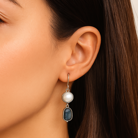 Vintage natural blue stone earrings