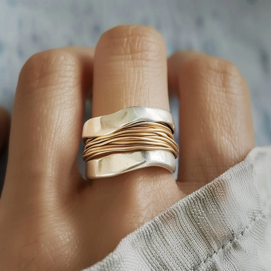 Golden and Silver Thread Ring