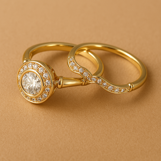Vintage Gold and Zirconia Ring Set