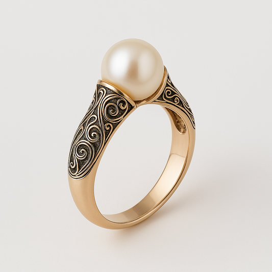 Vintage Gold Pearl Ring