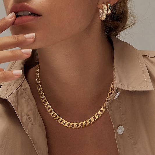 Solid Cuban Link Chain Necklace