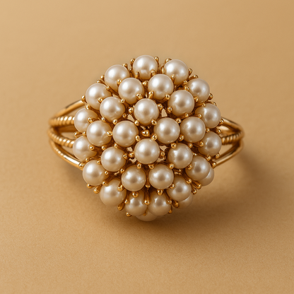 Ring with embedded pearls