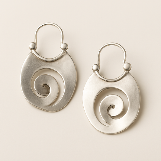 Vintage Irregular-Shaped Silver Earrings