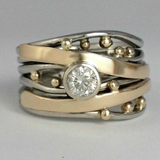 Vintage ring with embedded cubic zirconia