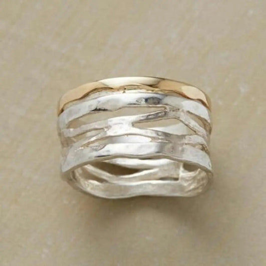 Vintage gold and silver hollow ring