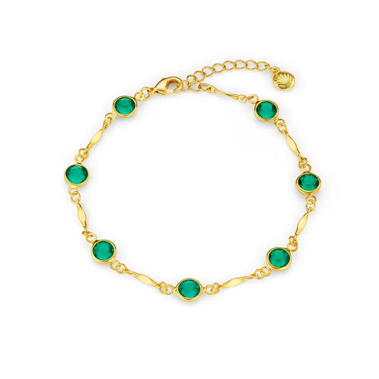 Chain Bracelet with Emerald Links
