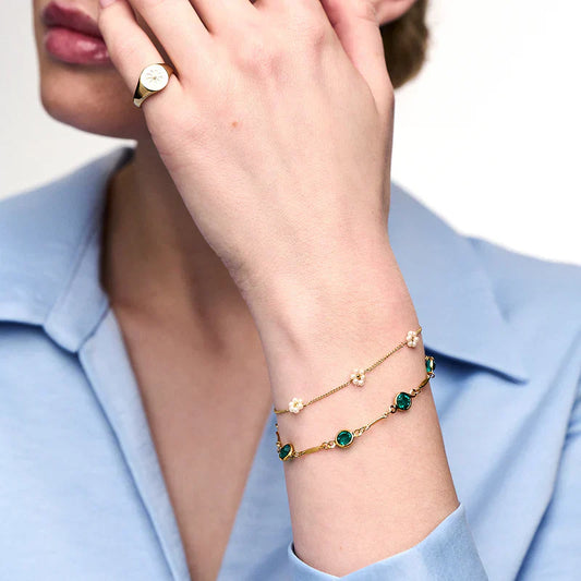 Chain Bracelet with Emerald Links