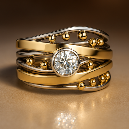 Vintage ring with embedded cubic zirconia