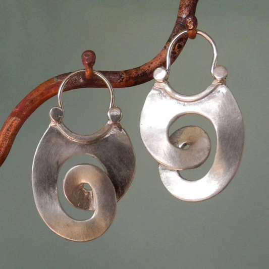 Vintage Irregular-Shaped Silver Earrings