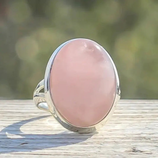 Vintage Rose Quartz Silver Ring