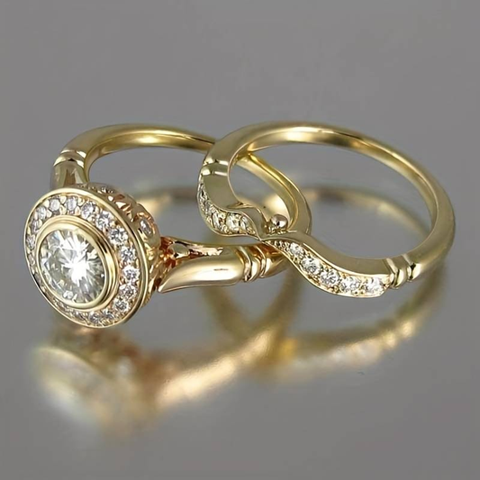 Vintage Gold and Zirconia Ring Set