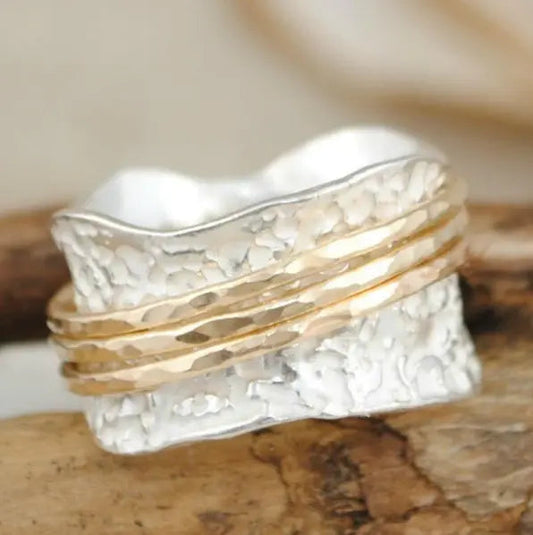 Vintage Spinner Ring Thin in Gold and Silver