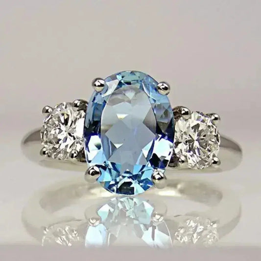 Ring with Blue Crystal