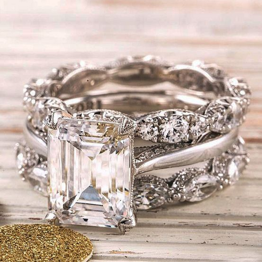 Vintage Silver Layered Sparkling Ring