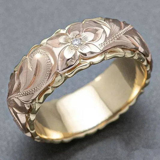 Vintage Ring with Rose Flower
