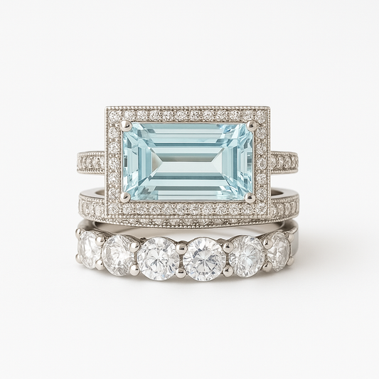Vintage Silver Ring Set with Glass Turquoise
