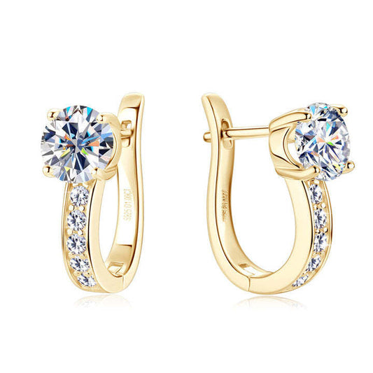 Huggie Earrings with Channel-Set Moissanite