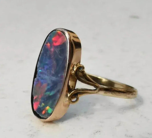 Vintage multi-colored opal ring